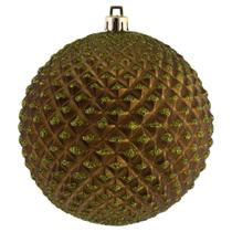 Conjunto de 6 Adornos Vickerman Bola de Purpurina Durian Oliva de 4 cm
