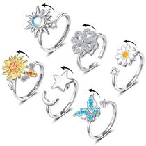 Conjunto de 6 anti-ansiedade Fidget Ring FUNEIA para mulheres