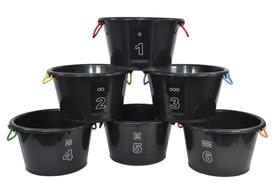 Conjunto de 6 baldes Drum-N-Store Sportime pretos 18x12 cm