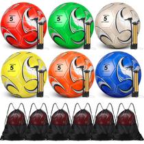 Conjunto de 6 bolas de futebol Ceenna, tamanho 5, com bombas e bolsas Conjunto de 6 bolas de futebol Ceenna, tamanho 5, com bombas e bolsas