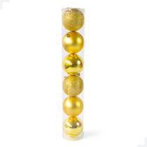 Conjunto de 6 Bolas Mistas Douradas de 8cm - Magizi Conjunto de 6 Bolas Mistas Douradas de 8cm - Magizi