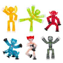 Conjunto de 6 bonecos de ação StikBot Zing Monsters com aplicativo de 6 anos ou mais