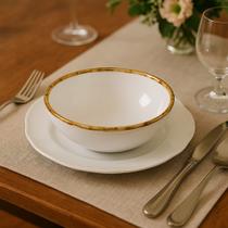 CONJUNTO DE 6 BOWLS DE CERAMICA BORDA BAMBU PARA SOPA - 400ml