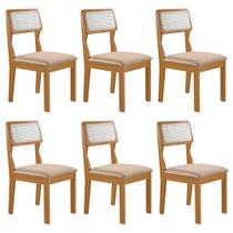 Conjunto de 6 Cadeiras Agata Retrô com Estofado em Linho Conjunto de 6 Cadeiras Agata Retrô com Estofado em Linho