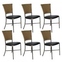 Conjunto de 6 Cadeiras para Área Externa Gramado Fibra Junco