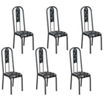 Conjunto de 6 cadeiras Teixeira Madri com encosto martelado preto Conjunto de 6 cadeiras Teixeira Madri com encosto martelado preto