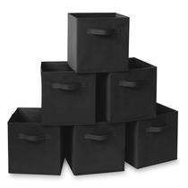 Conjunto de 6 caixas de armazenamento Casafield em tecido dobrável Cube Black Conjunto de 6 caixas de armazenamento Casafield em tecido dobrável Cube Black