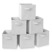 Conjunto de 6 caixas de armazenamento Casafield em tecido dobrável Cube White Conjunto de 6 caixas de armazenamento Casafield em tecido dobrável Cube White