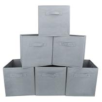 Conjunto de 6 caixas de cesto - EZOWare dobrável Caixas de Organizador de Armazenamento Cubo Para Casa de Berçário - (Cinza)