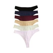 Conjunto De 6 Calcinhas G-String De Algodão Com Cintura Baixa Para Mulheres, Cores Sólidas, Sexy, Conjunto De 6 Calcinhas G-String De Algodão Com Cintura Baixa Para Mulheres, Cores Sólidas, Sexy,