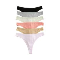 Conjunto De 6 Calcinhas G-String De Algodão Com Cintura Baixa Para Mulheres, Tamanhos S-XL, Cores