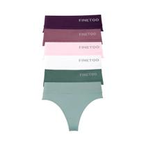 Conjunto De 6 Calcinhas Sem Costura Para Mulheres, Cor Sólida, Cintura Média, Sexy, G-String, Roupa