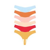 Conjunto De 6 Calcinhas Tanga Seamless Em Seda Gelada Para Mulheres, Respirável, Em Várias Cores
