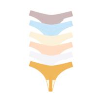 Conjunto De 6 Calcinhas Tanga Seamless Em Seda Gelada Para Mulheres, Respirável, Em Várias Cores