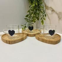 Conjunto de 6 Canecas de Vidro Borossilicato Black Heart - 125ml