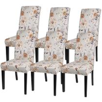 Conjunto de 6 capas para cadeiras de sala de jantar SearchI Brown Floral Conjunto de 6 capas para cadeiras de sala de jantar SearchI Brown Floral