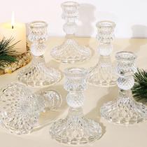 Conjunto de 6 castiçais de vidro Simeitol Clear Vintage 11x8 cm Conjunto de 6 castiçais de vidro Simeitol Clear Vintage 11x8 cm