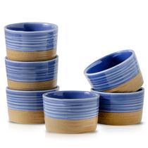 Conjunto de 6 cerâmicas Ramekins Hasense de 120 ml, seguro para forno, azul, 4 onças Conjunto de 6 cerâmicas Ramekins Hasense de 120 ml, seguro para forno, azul, 4 onças