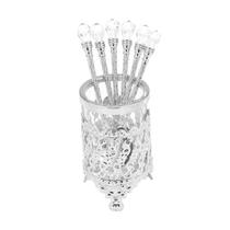 Conjunto De 6 Colheres Com Suporte De Zamac Cristal 14cm