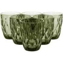 Conjunto de 6 Copos Água de Vidro Verde Para Cozinha 270ml Conjunto de 6 Copos Água de Vidro Verde Para Cozinha 270ml