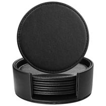 Conjunto de 6 copos de couro Drink Coasters Lorteme com suporte preto