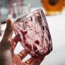 Conjunto de 6 copos de diamante copos de vidro vintage de 280 ml Jogo de copos coloridos de vidro