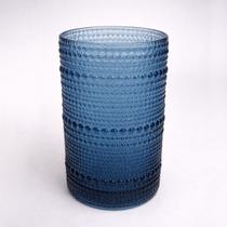 Conjunto de 6 Copos de Vidro Azul com Bolhas 385ml