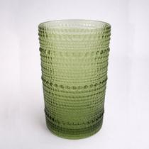 Conjunto de 6 Copos de Vidro Verde com Bolhas 385ml Conjunto de 6 Copos de Vidro Verde com Bolhas 385ml