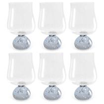 Conjunto De 6 Copos Em Vidro Base Esfera Fume 440Ml BTC Conjunto De 6 Copos Em Vidro Base Esfera Fume 440Ml BTC
