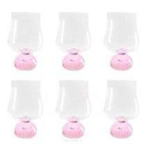 Conjunto De 6 Copos Em Vidro Base Esfera Rosa 440Ml BTC Conjunto De 6 Copos Em Vidro Base Esfera Rosa 440Ml BTC
