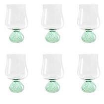 Conjunto De 6 Copos Em Vidro Base Esfera Verde 440Ml BTC