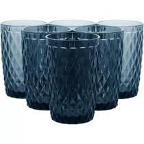 Conjunto de 6 Copos Long Drink Azul de Vidro Elegante 370ml Conjunto de 6 Copos Long Drink Azul de Vidro Elegante 370ml