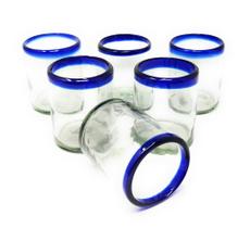 Conjunto de 6 Copos para Beber Dos Sueños 295ml com Borda Azul