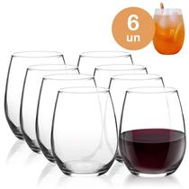 Conjunto de 6 Copos Redondos Pavia Luxe de Vidro 470ml Drink Água Suco Sobremesa - Clink