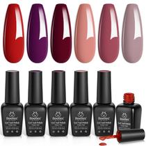 Conjunto de 6 Esmaltes em Gel - Vermelho, Roxo e Marrom