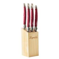 Conjunto de 6 facas Laguiole LA TOUR Luxo com Cepo de madeira - bordô