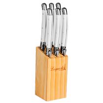 Conjunto de 6 facas Laguiole LA TOUR Luxo com Cepo de madeira - branco