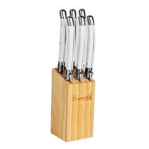 Conjunto De 6 Facas Laguiole Luxo Com Cepo De Madeira, Branco - Laguiole La Tour