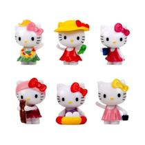 Conjunto de 6 Figuras de Ação Hello Kitty (5cm) - Sanrio - Decoração de Bolo e Brinquedo