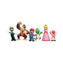 Conjunto de 6 Figuras de Ação Super Mario Bros (4-7cm) - Luigi, Yoshi, Donkey Kong e mais
