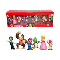 Conjunto de 6 Figuras de Ação Super Mario Bros (4-7cm) - Luigi, Yoshi, Donkey Kong e mais