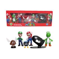 Conjunto de 6 Figuras de Ação Super Mario Bros (4-7cm) - Luigi, Yoshi, Donkey Kong e mais