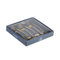 Conjunto de 6 Garfos para Bolo Wolff Berna de Aço Inox Dourado