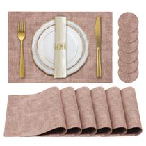 Conjunto de 6 jogos americanos JUCCWARM em material sintético rosa resistente ao calor Conjunto de 6 jogos americanos JUCCWARM em material sintético rosa resistente ao calor