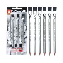 Conjunto De 6 Lápis Apagadores Detalhados Com Pincel E 2 Apontadores Para Esboço E Destaque