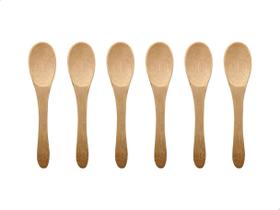 Conjunto De 6 Mini Colheres De Bambu Natural Petiscos Molhos Patês Servir Mesa Posta