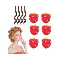 Conjunto De 6 Modeladores De Cabelo Em Espuma Em Forma De Morango, Sem Calor, Ferramentas De Estilo
