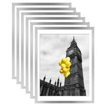 Conjunto de 6 molduras para fotos BSRHOME 12x16 em prata com acrílico