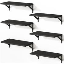 Conjunto de 6 paredes flutuantes pretas Shelf YGEOMER 16,5”