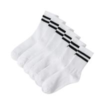Conjunto de 6 Pares de Meias Masculinas - Cano Alto e Médio - Cores Sólidas (Preto e Branco)